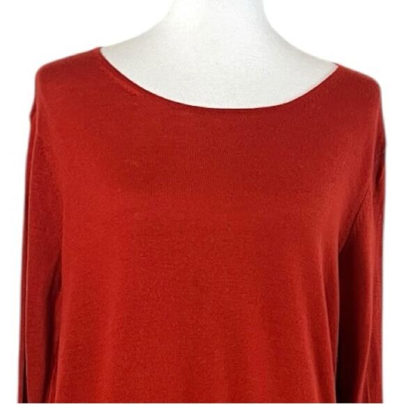 Dressbarn Sweater Scoop Neck Button Sleeves Burnt Deep Orange Women’s Size XL - Picture 5 of 11